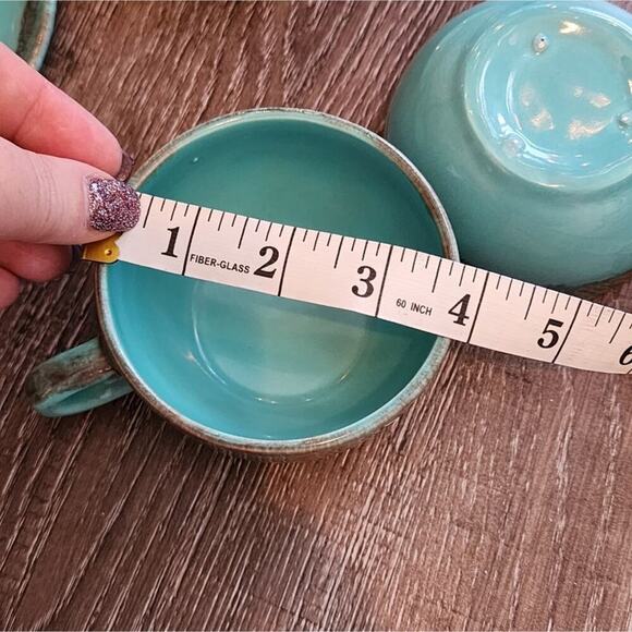 Jaska of California‎ Cascade Ware Blue with Brown Drip Vintage 6 Teacups Saucers - Picture 9 of 13